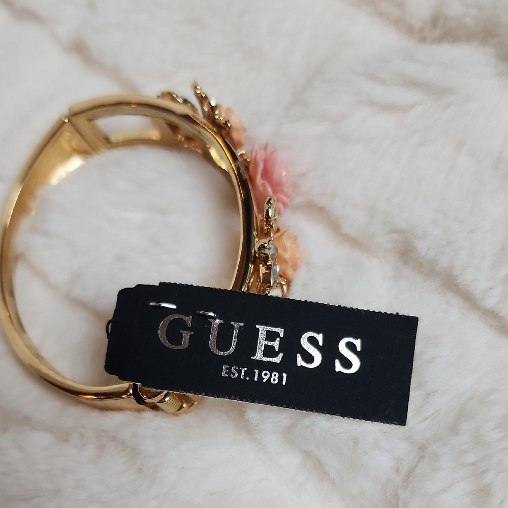 Guess Gold Bracelet with Pink Floral Accents - Picture 2 of 7